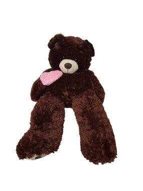 Walmart Dream Plush Brown Teddy Bear Pink Heart Stuffed Animal Jumbo 50"